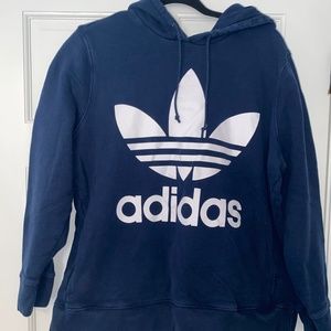 Adidas Navy Blue Hoodie with White Logo